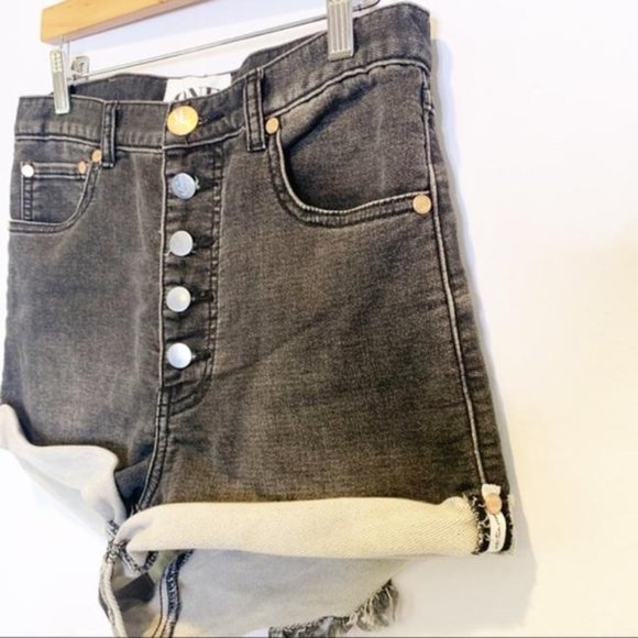 One Teaspoon Gray High Waist Button Front Denim Shorts 26 - Picture 5 of 8